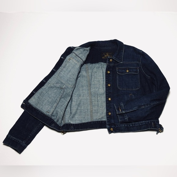 VTG LRL Ralph Lauren Jeans Co Trucker Blue Denim Woman’s XL - Gold Eagle Buttons - Picture 8 of 15